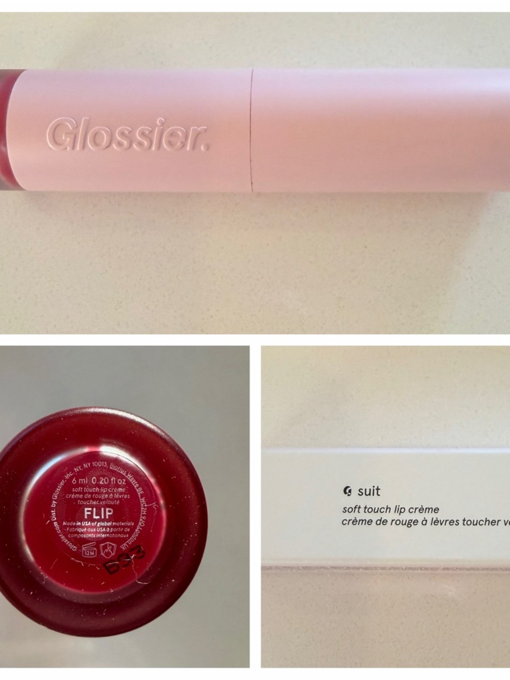 Glossier Soft Touch Lip Crème — Flip (Peony Pink Color)